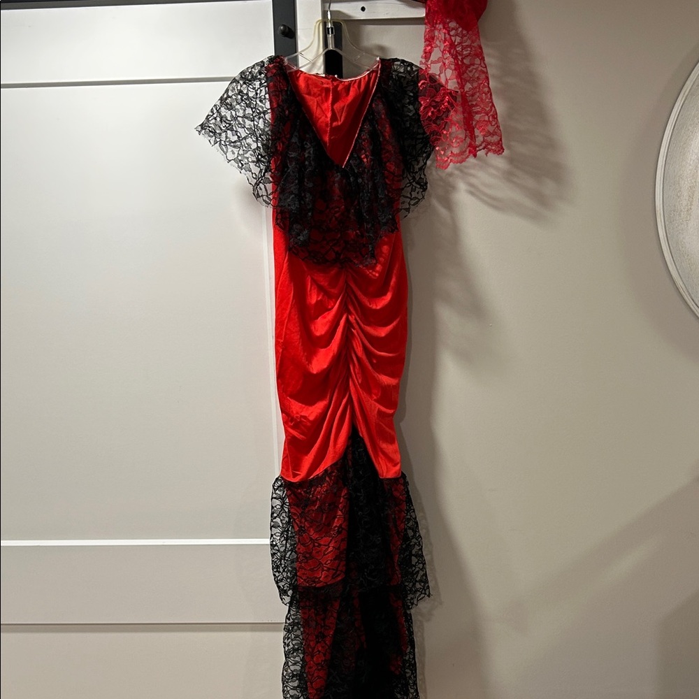 Elegant Red and Black Lace Dress great for Halloween 👻